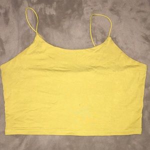 Yellow mustard spaghetti crop top
